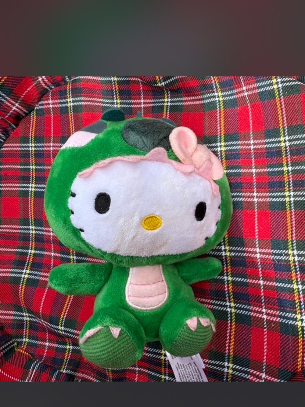 Sanrio Hello Kitty Plush in Green Costume with Pink Bow